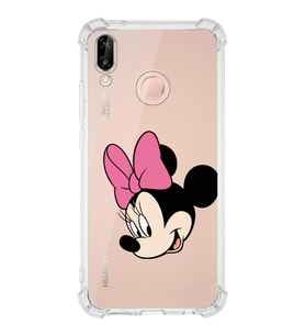 Huawei P20 Lite  Köşe Korumalı Antişok Kapak Minnie Mouse Tasarımlı Şeffaf  Kılıf