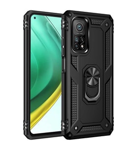 Xiaomi Mi 10T 5G Kılıf Metal Solid Yüzüklü Standlı Military Ring SRS (Siyah)