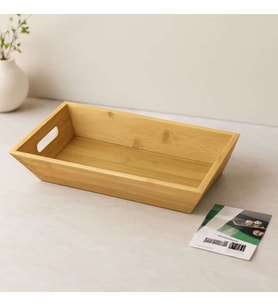 Bambu Dikdörtgen Sunum Tepsisi 16x30x4.5 cm (Çift Kulplu)