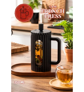 Smartpan BV093 French Press Paslanmaz Çelik Süzgeçli Cam Bitki Çayı Demliği Kahve Presi - 350 Ml