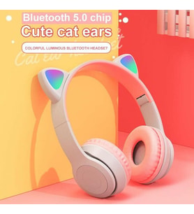 P47m Kulaklık Bluetooth Kulaklık Kulaklık Kablosuz Kedi Kulak Gürültü Önleyici Kulaklıklar Stereo Katlanabilir Spor Kulaklık Mikrofonlu Kulaklık Mor