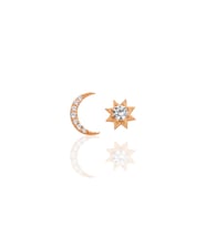 Gümüş rose zirkon taşlı ay ve güneş kombin küpe SGTL12257ROSE