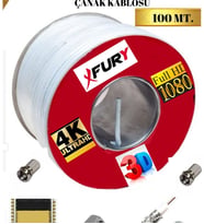 FURY Rg6-u4 Full Hd 3D 4k Yerli Kablo 100mt 100 Metre Çanak Anten Uydu Cihazı Kablosu