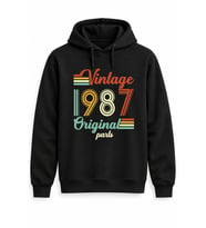 Vintage Original Parts Kişiye Özel Yıl Baskılı Siyah Kapüşonlu Sweatshirt