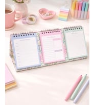 Masaüstü Planner Takvim (3 Bölmeli) - Haftalık ve Günlük Liste, Not Sayfaları (Yeşil)