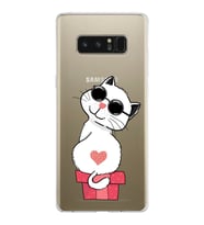 Samsung Galaxy Note 8 Kapak Cool Cat Tasarımlı Şeffaf Silikon Kılıf