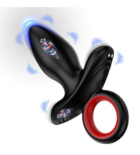 Şarjlı Tutma Aparatlı Güçlü Titreşimli  Plug 2 in 1 Çift Motorlu Perine Prostat Masaj Vibratör