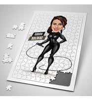 Kırbaçlı Deri Kıyafetli Kadın Karikatürlü 240 Parça Kişiye Özel  Puzzle