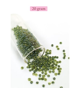 Dökme Cam Kum Boncuk (8/0) 3 mm - 20 Gram - Şeffaf Alacalı Yeşil - BNC171