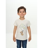 Toontoy Erkek Çocuk Balonlu Ayı Baskılı Tişört (Ekru)