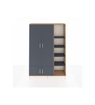 Arges Gardrop 6 Raflı 4 Kapaklı Tek Askılı 132x30x195 Çam-Antrasit