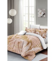 Lastikli Çarşaflı %100 Pamuk Saten Çift Kişilik Nevresim Takımı Marble Shiny
