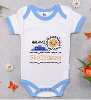 BK Kids Halamı Çok Seviyorum Tasarımlı Mavi Bebek Body Zıbın-1