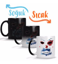 Joker Clown Sihirli Kupa Bardak Porselen
