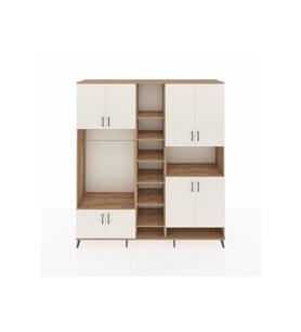 Hyperion Dolap 18 Raflı 8 Kapaklı Tek Askılı 220x44x243 Çam-Aytaşı/Çam