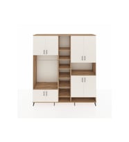 Hyperion Dolap 18 Raflı 8 Kapaklı Tek Askılı 220x44x243 Çam-Aytaşı/Çam