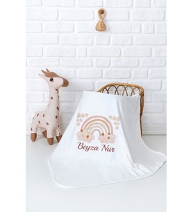Pia Baby Premium %100 Pamuk Çift Kat Penye Bebek Battaniyesi 80x80 cm 5021-11 (Krem)