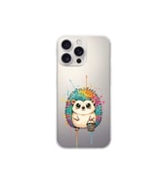 iPhone 16 Pro Max ile Uyumlu Splash Kirpi Tasarımlı Şeffaf Silikon Kılıf