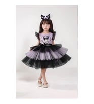 Kuromi Taç Aksesuarlı Pullu Baskılı  Kız Elbise 3/10 Yaş (Lila)