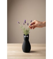 Kedi Figürlü Tasarım Vazo (Siyah)
