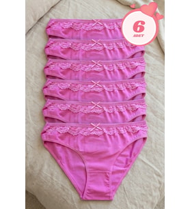 Kadın 6'lı Paket Dantel Detaylı Pamuklu Bikini Külot Esnek İz Yapmaz Yumuşak İç Çamaşırı