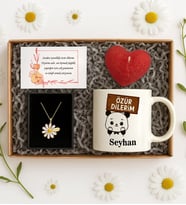 BK Gift Kişiye Özel Özür Dilerim Tasarımlı Kupa & Kolye & Mum Hediye Seti, Özür Dileme Hediyesi