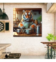 Kare Kanvas Kahve Köşesi Cafe Tablosu Barista Kaplan