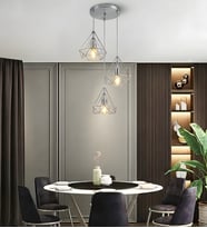 3 Başlı Avize Modern Restoran Bar Tezgahı Koridor Geçidi Balkon Ofis Yatak Odası Yatak Başı Merdiven Metal Sarkıt Avize 3225-W85-4D-XX (Krom)