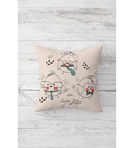 Lutie Birds Çift Tarafı Baskılı Gizli Fermuarlı Yastık Kılıfı Kırlent Koltuk Yastık Kılıfı (Toz Pembe)