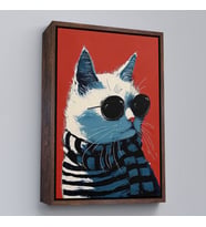 Çerçeveli Cool Kedi Tablo (Kahverengi)