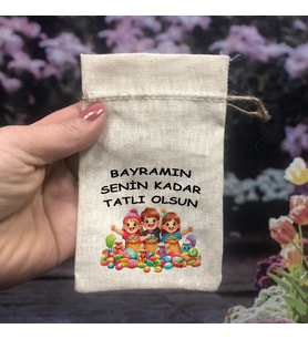 Bayram Harçlık Kesesi - ( 5 ADET ) Şekerli Çocuk Tasarım (Ham)