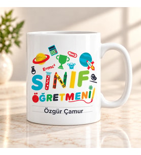 Sınıf Öğretmenine Özel İsimli Kupa Bardak – Öğretmenler Günü Hediyesi