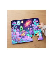 Uzayda Sevimli Canavarlar Tasarımlı 24 Parça Ahşap Çocuk Puzzle
