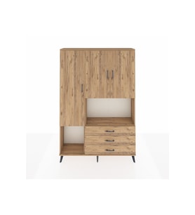 Arges Gardrop 6 Raflı 3 Çekmeceli 3 Kapaklı 132x30x195 Çam-Çam