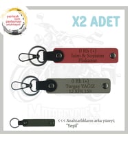 Hız Aşıkları İçin Özel İsim Plaka ve 0 Rh (+) Kan Grubu Yazılı x2 Anahtarlık, Nar Çiçeği-Kül Gri-Ysl (Çok Renkli)