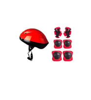 Kask Dizlik Dirseklik Koruyucu Set (Kırmızı)
