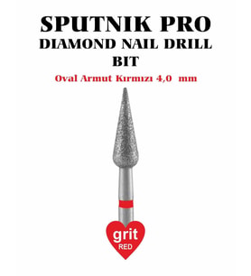 Elmas Oval Armut Freze Kırmızı Çap 4,0mm