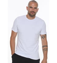 T8569 DEWBERRY BİSİKLET YAKA ERKEK T-SHIRT-BEYAZ OPTİK