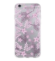 Apple iPhone 6 Plus Uyumlu Kapak Floral Pudra Tasarımlı Şeffaf Silikon Kılıf