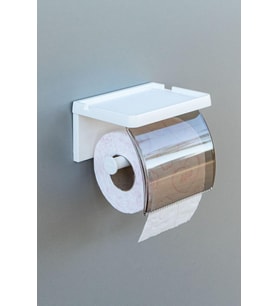 Yapışkanlı Kapaklı Tuvalet Kağıdı Askısı Banyo Tuvalet Kağıtlığı Aparatı Peçetelik Organizer Plastik, Beyaz