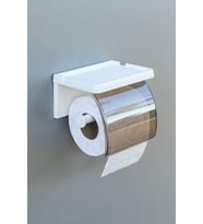 Yapışkanlı Kapaklı Tuvalet Kağıdı Askısı Banyo Tuvalet Kağıtlığı Aparatı Peçetelik Organizer Plastik, Beyaz