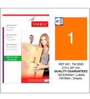 Tanex Etiket 210X297 100Lü Tw-2000 A4 Yapışkanlı Turuncu