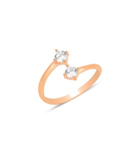 Gümüş rose zirkon taşlı üstten ayarlanabilir nova yüzük SGTL12239ROSE