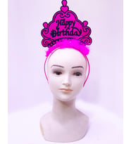 Happy Birthday Neon Fuşya Renk Doğum Günü Tacı 24x15 cm