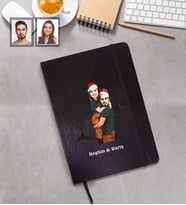 Kişiye Özel Yılbaşı Sevgili Karikatürlü Siyah Defter Model-6