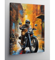 Kanvas Tablo Motosiklet Kullanan Adam