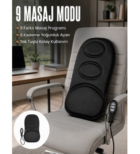 Motorlu Isıtmalı Masaj Minderi Masaj Modlu Ev, Ofis ve Araç Koltuk Pedi