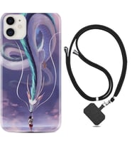 Apple iPhone 11 12 13 Mini Kılıf Boyun Askılı Silikon Kız ve Ejderha 1742