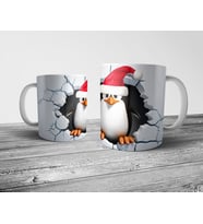 Pixxa Penguen Yılbaşı Optik İllüzyonlu Kupa Bardak Model 2