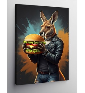 Kanvas Tablo Burger Tutan Kanguru